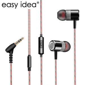 Heavy Bass Earphone Metal HIFI Stereo Earbuds 3.5mm Subwoofer In-ear Earphones With Mic High Quality Headset For Mobile Phone