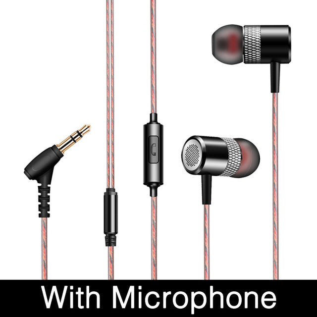 Heavy Bass Earphone Metal HIFI Stereo Earbuds 3.5mm Subwoofer In-ear Earphones With Mic High Quality Headset For Mobile Phone