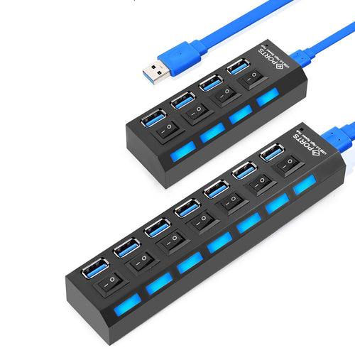 USB 3.0 HUB For Macbook Laptop USB Splitter With Power Adapter Super Speed 4/7 Ports HUB USB With On/Off Switch HUB 3.0