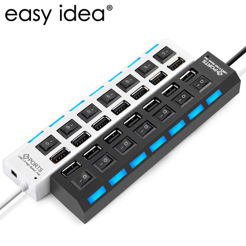 USB Hub 2.0 7Port Hub USB With ON/OFF Switch USB Splitter Adapter High Speed Peripheral Accessorie For Tablet Laptop