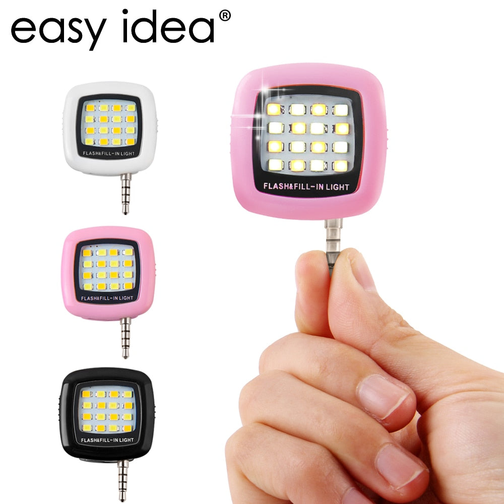 LED Selfie Flash Lamp Rechargeable Flash Fill-in Light 3.5mm Jack Plug Selfie Light LED Night Using Pocket Spotlight