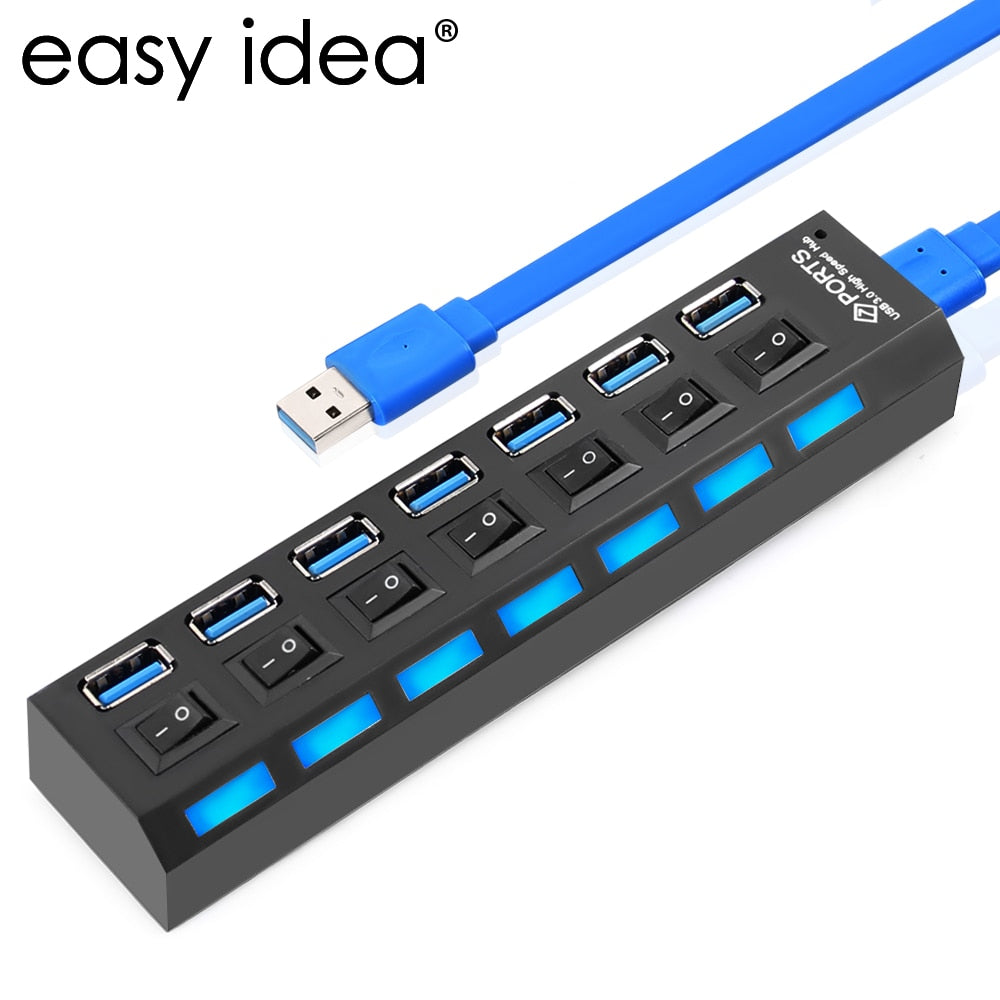 USB HUB 3.0 Super Speed 5Gbps 7 Ports USB 3.0 HUB USB Splitter With On/Off Switch Platooninsert For Computer Peripherals