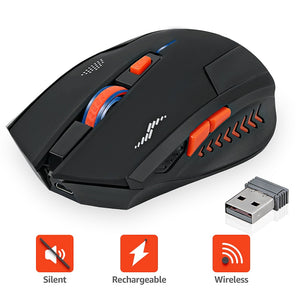 Wireless Mouse Rechargeable Slient Buttons Computer Mouse 2400DPI Gaming Mice Built-in Lithium Battery 2.4G Optical Engine Mouse