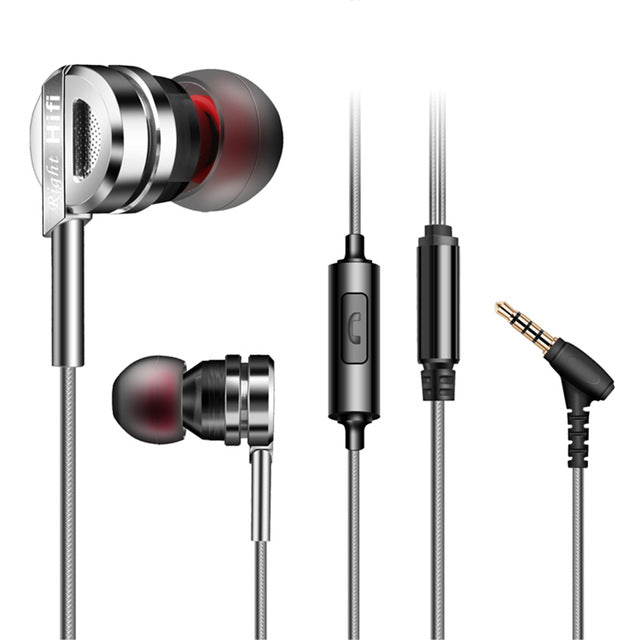 Super Bass In-ear Earphone Metal HIFI Stereo Sound Music Earbud Headset With Microphone Subwoofer Earphones For Phone