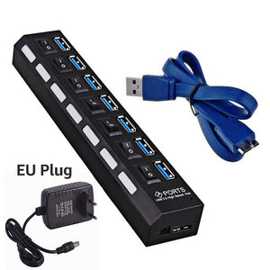 USB 3.0 HUB For Macbook Laptop USB Splitter With Power Adapter Super Speed 4/7 Ports HUB USB With On/Off Switch HUB 3.0