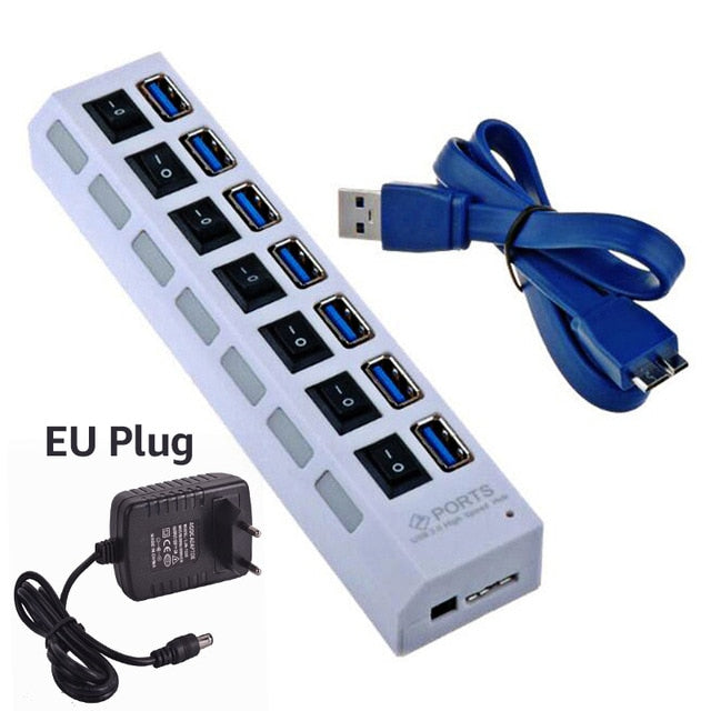 USB 3.0 HUB For Macbook Laptop USB Splitter With Power Adapter Super Speed 4/7 Ports HUB USB With On/Off Switch HUB 3.0