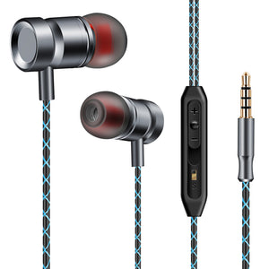 Metal Earphone 3.5mm Super Bass Earbuds Subwoofer In-ear Hifi Stereo Music Headsets With Mic earphones For Mobile Phone