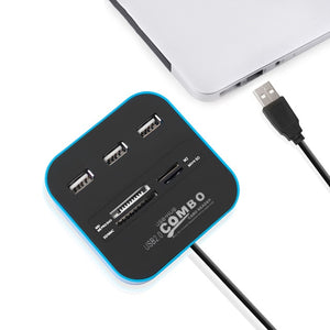 USB Hub 2.0 3 Ports With Card Reader Mini Hub USB Combo All In One High Speed  USB Splitter Adapter For PC Laptop Computer