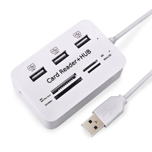 Mini Card Reader USB Hub Combo 2.0 High Speed Multi USB 2.0 Hub USB Splitter Portable All In One For SD/MMC/M2/MS Pro Duo