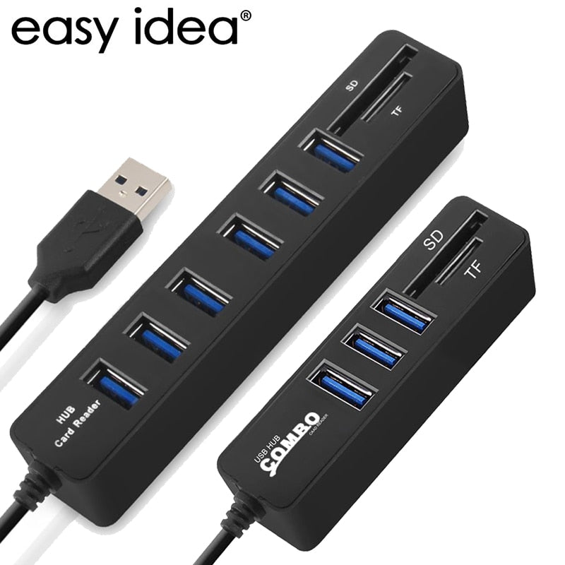 USB HUB 3.0 Combo Multi USB Splitter 3.0 HUB 3 USB Hab 3/6 Ports 2 In 1 SD/TF Card Reader Computer Accessories for PC Laptop