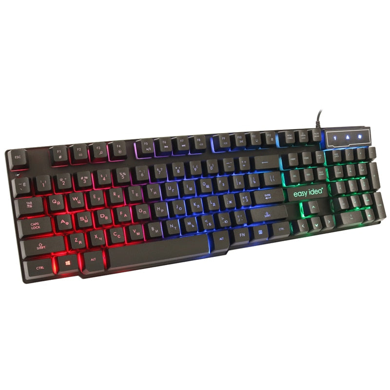 Gaming Keyboard Gamer Mechanical Imitation Keyboard Gaming RGB Keyboard with Backlight Ergonomic Key Board 104 Keycaps for PC